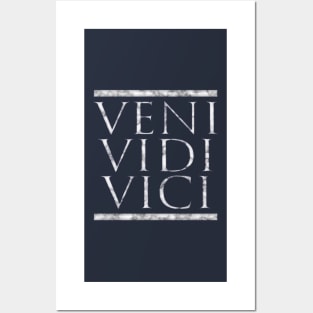 Veni Vidi Vici, Roman Latin Quote Julius Caesar in Marble Posters and Art